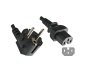 Preview: Power Cord CEE 7/7 90° to hot appliance plug C15, 1mm², VDE, black, length 1,80m, DINIC box